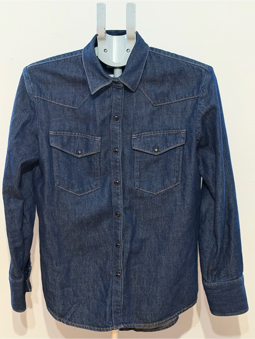 Rag & Bone Women’s Blue Denim Western Snap Shirt Size M Excellent Condition - Picture 2 of 13